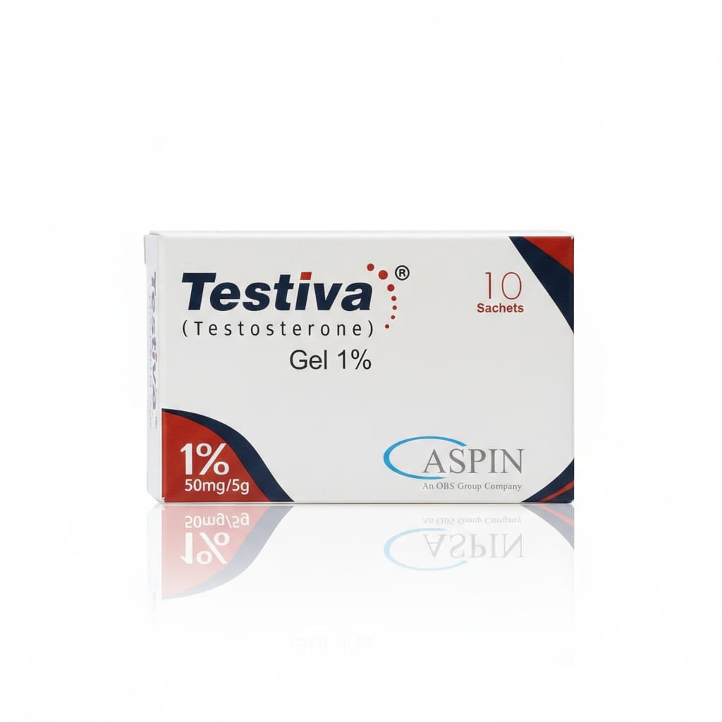 Testosterone Gel 1% Testiva 50mg/5g x 10 Sachets Aspin