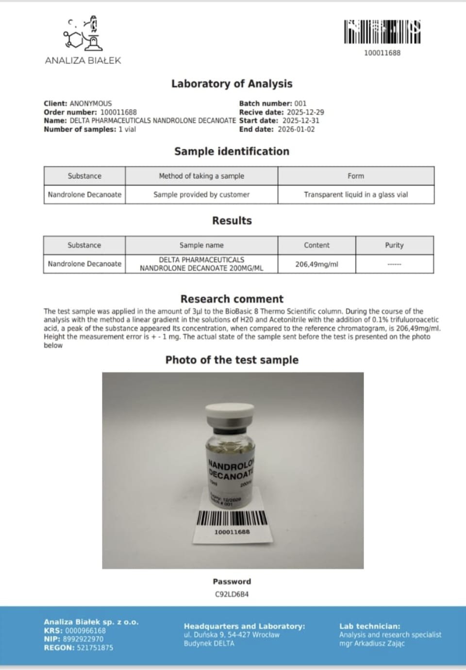 Nandrolone Decanoate 200mg/ml (10ml) – Delta Pharma | Analiza Bialek Certified - Image 2