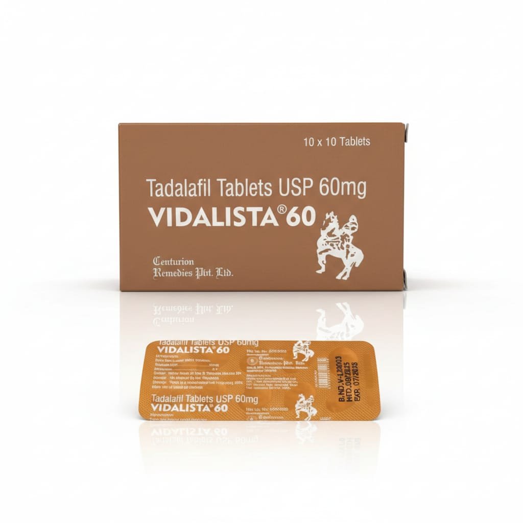 Tadalafil 60mg (Vidalista) – 10 Tablets by Centurion Remedies | ED Medication