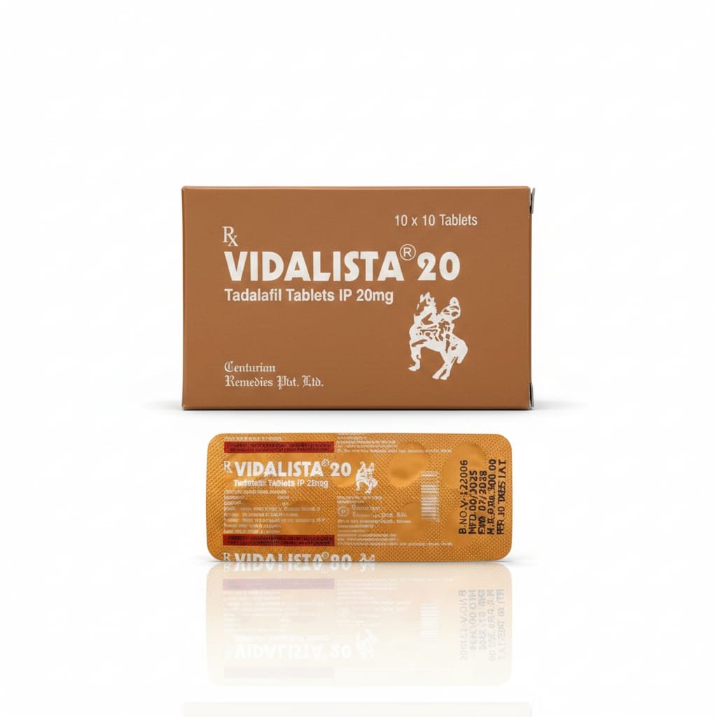 Tadalafil 20mg (Vidalista) – 10 Tablets by Centurion Remedies | ED Medication